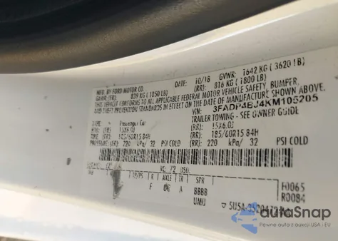 2019 Ford Fiesta Se from USA, damaged, VIN 3FADP4BJ4KM105205